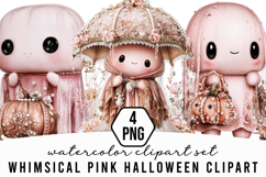 Whimsical Pink Halloween Clipart Product Image 1