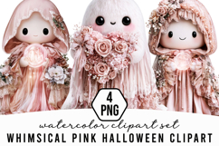 Whimsical Pink Halloween Clipart Product Image 1