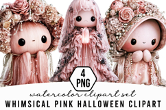 Whimsical Pink Halloween Clipart Product Image 1