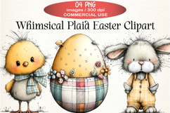 Whimsical Plaid Easter Clipart Product Image 1