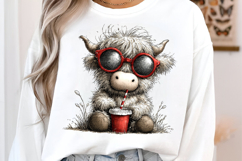 Whimsical Pool Day Highland Cow Clipart Product Image 3