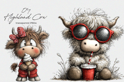 Whimsical Pool Day Highland Cow Clipart Product Image 1