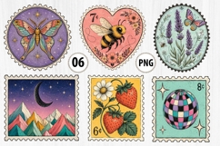 Whimsical Postage Stamp Clipart Bundle Product Image 1