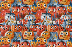 Whimsical Pumpkin Seamless Pattern for Halloween in Folk Art Product Image 2