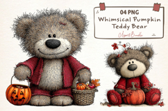 Whimsical Pumpkin Teddy Bear Clipart Product Image 1