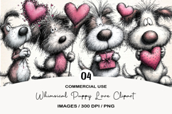 Whimsical Puppy Love Clipart Product Image 1