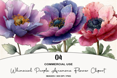 Whimsical Purple Anemone Flower Clipart Product Image 1