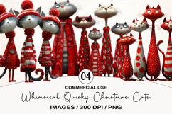 Whimsical Quirky Christmas Cats Clipart Product Image 1