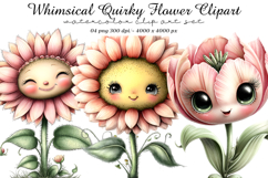 Whimsical Quirky Flower Clipart Product Image 1
