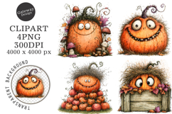 Whimsical Quirky Halloween Pumpkin Png Product Image 1