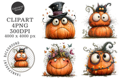 Whimsical Quirky Halloween Pumpkin Png Product Image 1