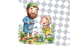 Whimsical Quirky Muslim Dad &amp; Kid Clipart Bundle Product Image 2