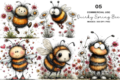 Whimsical Quirky Spring Bee Clipart Product Image 1