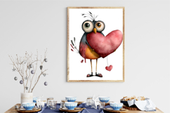 Whimsical Quirky Valentine Birds Clipart Product Image 3