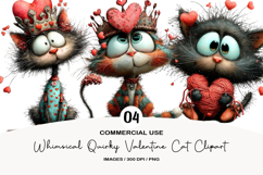 Whimsical Quirky Valentine Cat Clipart Product Image 1