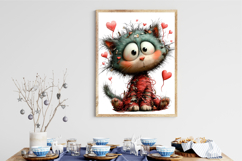 Whimsical Quirky Valentine Cat Clipart Product Image 3