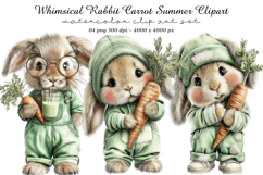 Whimsical Rabbit Carrot Summer Clipart Product Image 1