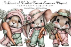 Whimsical Rabbit Carrot Summer Clipart Product Image 1