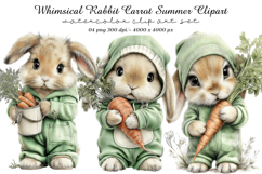 Whimsical Rabbit Carrot Summer Clipart Product Image 1