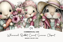 Whimsical Rabbit Carrot Summer Clipart Product Image 1