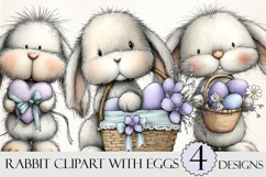 Whimsical Rabbit Clipart with Eggs Baskets Product Image 1