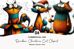 Whimsical Rainbow Christmas Cat Clipart Product Image 1