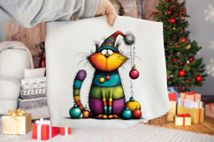 whimsical rainbow Christmas cat clipart Product Image 2