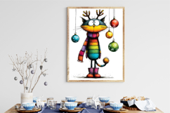 whimsical rainbow Christmas cat clipart Product Image 3