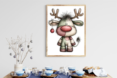 whimsical rainbow Christmas cow clipart Product Image 3