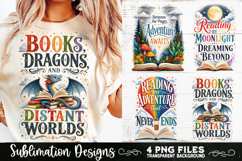 Whimsical reading sublimation PNG, Reading 4 PNG, Book Lover Product Image 2