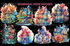 Watercolor Whimsical Rose Houses Clipart, Fantasy Clipart Product Image 3