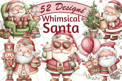 Whimsical Santa Clipart PNG, Cute Christmas Santa Clip Art Product Image 1