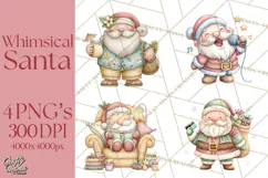 Whimsical Santa Clipart PNG, Funny Christmas Illustrations Product Image 1