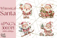 Whimsical Santa Clipart PNG, Cute Christmas Santa Clip Art Product Image 1