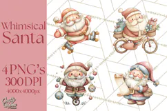 Whimsical Santa Clipart PNG, Funny Christmas Illustrations Product Image 1