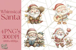 Whimsical Santa Clipart PNG, Funny Christmas Illustrations Product Image 1