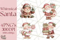 Whimsical Santa Clipart PNG, Cute Christmas Santa Clip Art Product Image 1