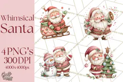 Whimsical Santa Clipart PNG, Cute Christmas Santa Clip Art Product Image 1