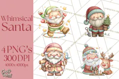 Whimsical Santa Clipart PNG, Funny Christmas Illustrations Product Image 1