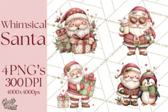 Whimsical Santa Clipart PNG, Cute Christmas Santa Clip Art Product Image 1