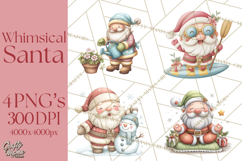 Whimsical Santa Clipart PNG, Funny Christmas Illustrations Product Image 1