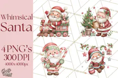 Whimsical Santa Clipart PNG, Cute Christmas Santa Clip Art Product Image 1