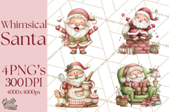 Whimsical Santa Clipart PNG, Cute Christmas Santa Clip Art Product Image 1