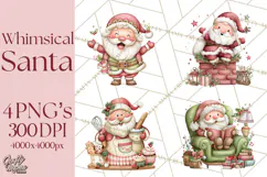 Whimsical Santa Clipart PNG, Cute Christmas Santa Clip Art Product Image 1