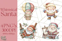 Whimsical Santa Clipart PNG, Funny Christmas Illustrations Product Image 1