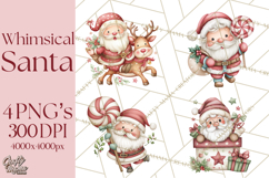 Whimsical Santa Clipart PNG, Cute Christmas Santa Clip Art Product Image 1