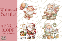 Whimsical Santa Clipart PNG, Funny Christmas Illustrations Product Image 1