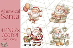 Whimsical Santa Clipart PNG, Funny Christmas Illustrations Product Image 1