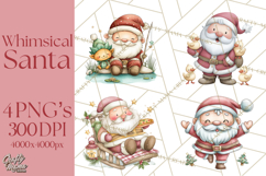 Whimsical Santa Clipart PNG, Funny Christmas Illustrations Product Image 1