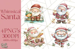 Whimsical Santa Clipart PNG, Funny Christmas Illustrations Product Image 1